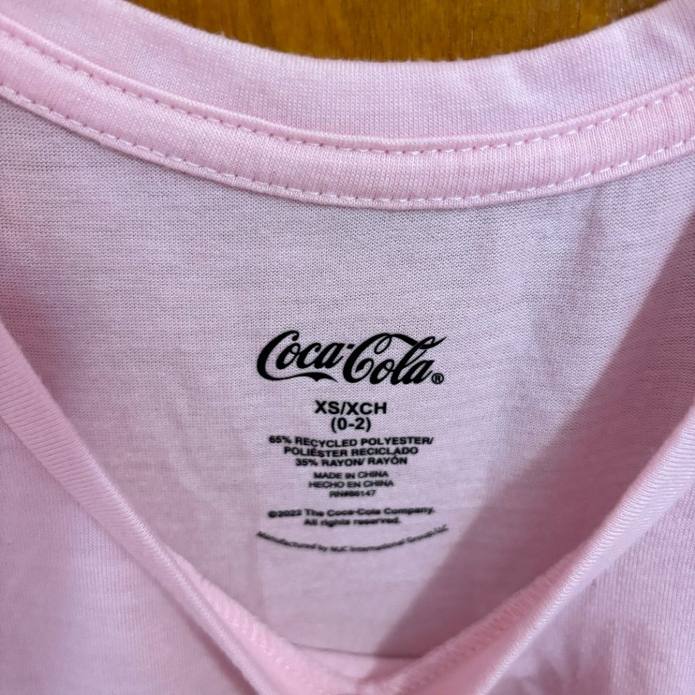Coca Cola pink sleeveless shirt‎ rose graphic shirt top tank XS - Picture 4 of 5